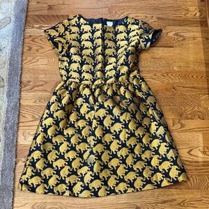 Crewcuts Black Dress with Gold Elephant Design